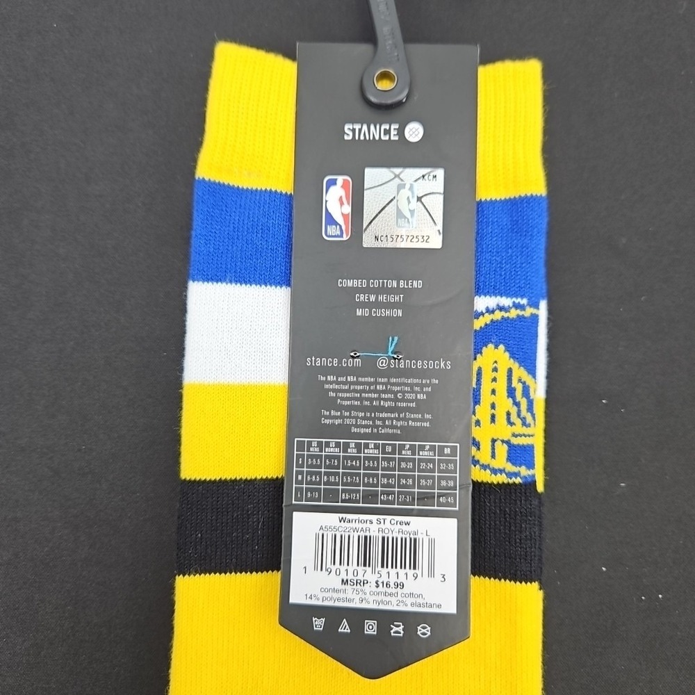 Stance x NBA Golden State‎ Warriors ST Crew Socks Men's Large Size 9-13 New - Picture 4 of 5